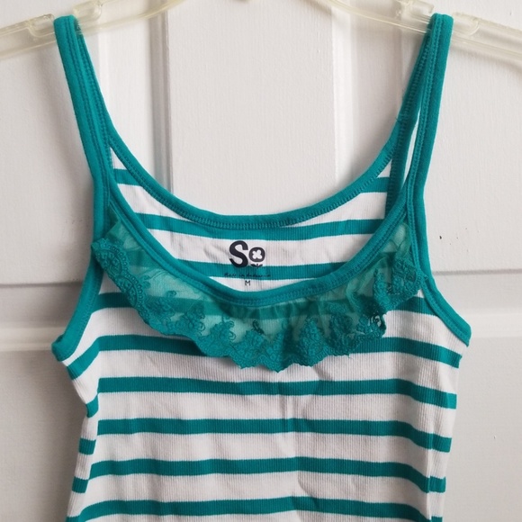 Teal & White Striped Tank - Picture 2 of 4